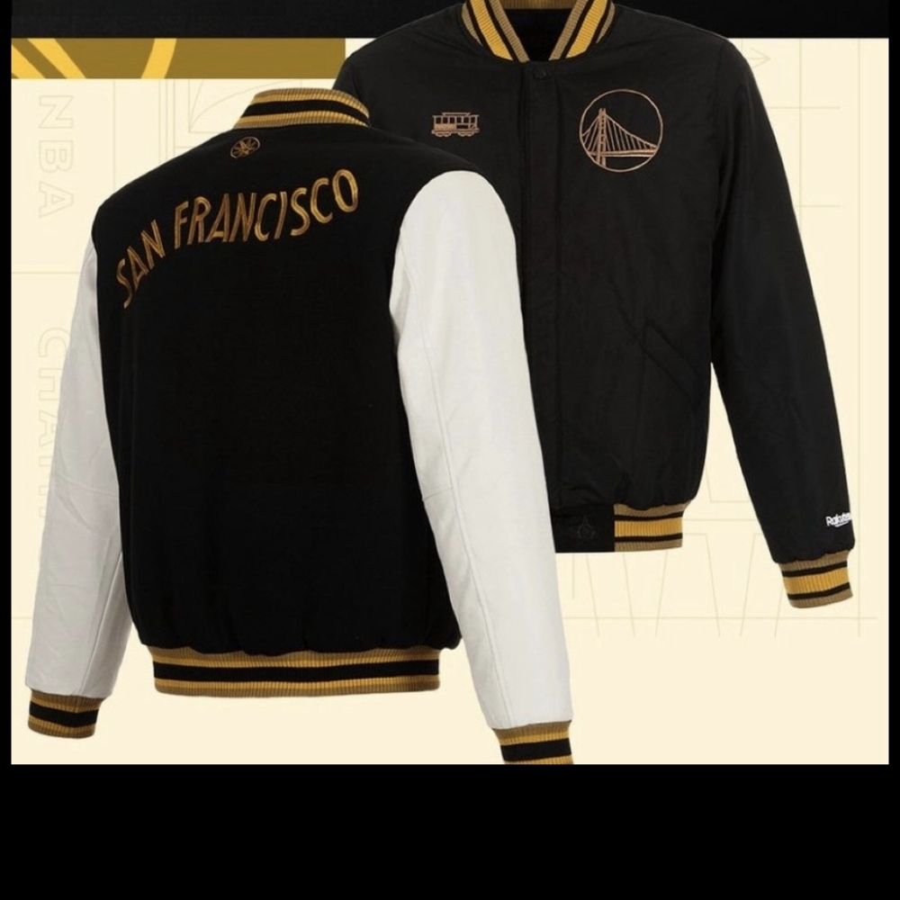 NBA Black and White Reversible Varsity Bomber Jacket